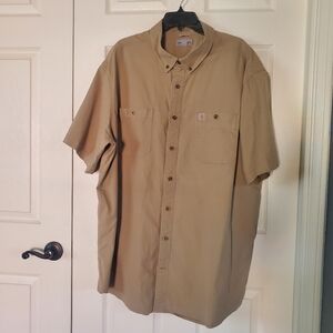 Carhartt Rugged Flex Relaxed Fit Canvas Short Sleeve Work Shirt Button-up Sz 3XL